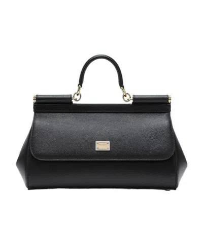 Dolce & Gabbana Small Sicily Tote Bag In Black