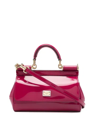 Dolce & Gabbana Sicily Leather Crossbody Bag In Pink