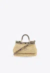 Dolce & Gabbana Small Sicily Woven-raffia Shoulder Bag In Beige