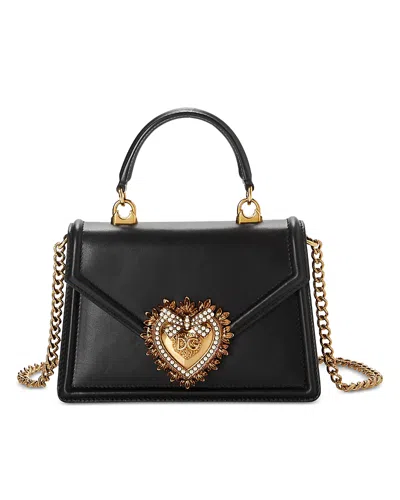 Dolce & Gabbana Women Devotion Small Leather Handbag In Black