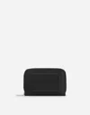 Dolce & Gabbana Small Zip-around Wallet In Calfskin With Raised Logo In Black