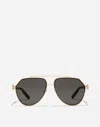 Dolce & Gabbana Slim Aviator Sunglasses In Black And Gold
