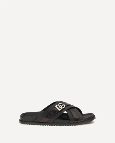 Dolce & Gabbana Dg Casual Sandals Cross Strap Flat In Black