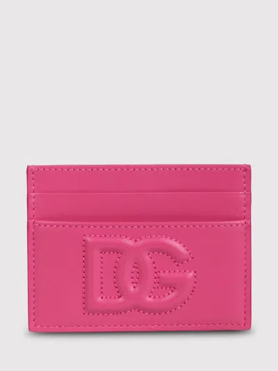 Dolce & Gabbana Smooth Calfskin Card Holder In Pink