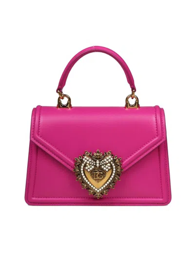 Dolce & Gabbana Smooth Calfskin Handbag In Pink
