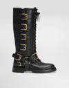 Dolce & Gabbana Smooth Leather Biker Boots In Black