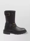 Dolce & Gabbana Smooth Leather Buckle Strap Mid-calf Boots In Black