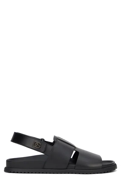 Dolce & Gabbana Smooth Leather Sandals In Black