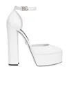 Dolce & Gabbana Smooth Platform Heel Sandals In White