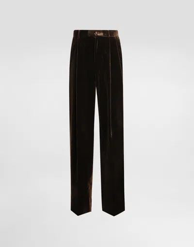 Dolce & Gabbana Smooth Velvet Trousers In Black