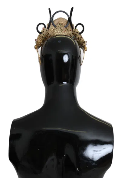 Dolce & Gabbana Smy100466 Gold Brass Floral Crystal Tiara