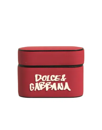 Dolce & Gabbana Smy10618 Logo-embossed Airpods Case In Red