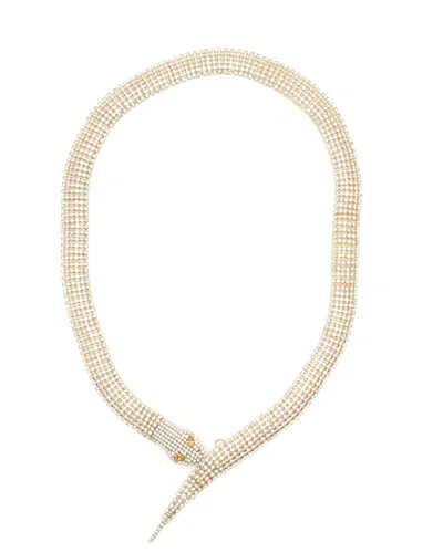 Pre-owned Dolce & Gabbana Snake Rhinestone Chain Belt, Size 80 In Gold
