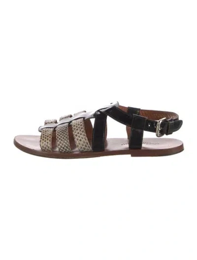 Pre-owned Dolce & Gabbana Snakeskin Animal Print Gladiator Sandals In Black