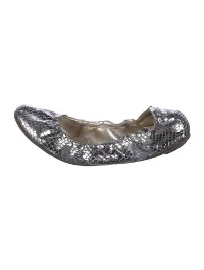 Pre-owned Dolce & Gabbana Snakeskin Ballet Flats In Silver