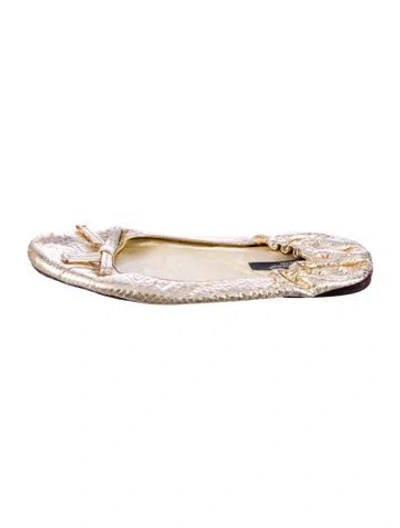 Pre-owned Dolce & Gabbana Snakeskin Bow Accents Ballet Flats In Multi