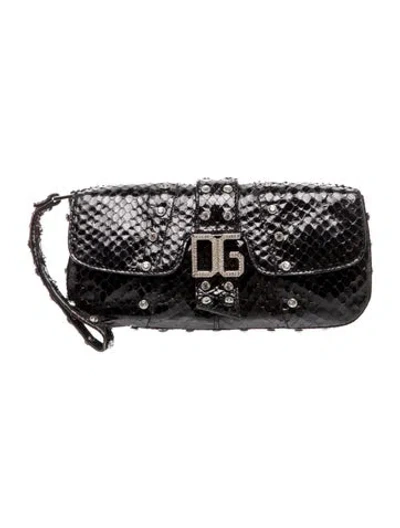 Pre-owned Dolce & Gabbana Snakeskin Clutch In Black