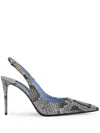 Dolce & Gabbana Python Skin Slingbacks In Blue