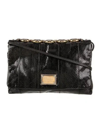 Pre-owned Dolce & Gabbana Snakeskin Miss Deco In Black