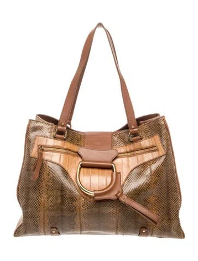 Pre-owned Dolce & Gabbana Snakeskin Shoulder Bag In Brown
