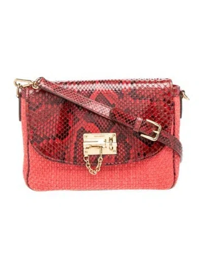 Pre-owned Dolce & Gabbana Snakeskin Shoulder Bag In Red