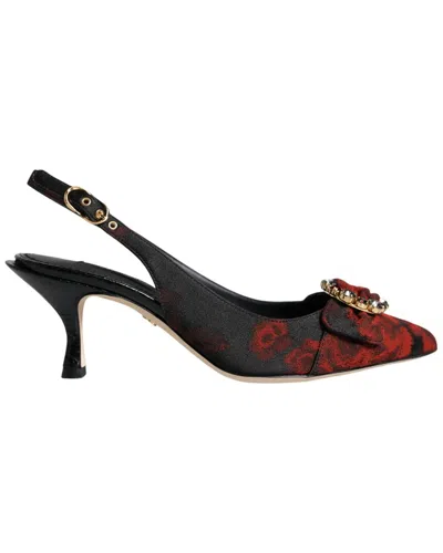 Dolce & Gabbana Snakeskin-trim Slingback Sandal In Black