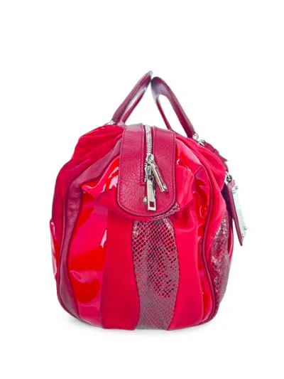 Pre-owned Dolce & Gabbana Snakeskin-accent Top Handle Bag In Pink