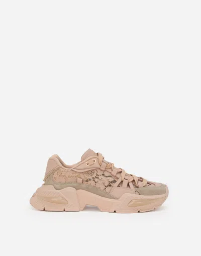 Dolce & Gabbana Mixed-material Airmaster Sneakers In Beige