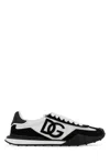 Dolce & Gabbana Aria White And Black Running Sneakers With Logo Detail In Suede And Tech Fabric Man In Animal Print