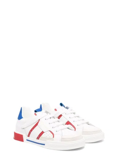 Dolce & Gabbana Kids' Sneaker Bassa Allacciata In White