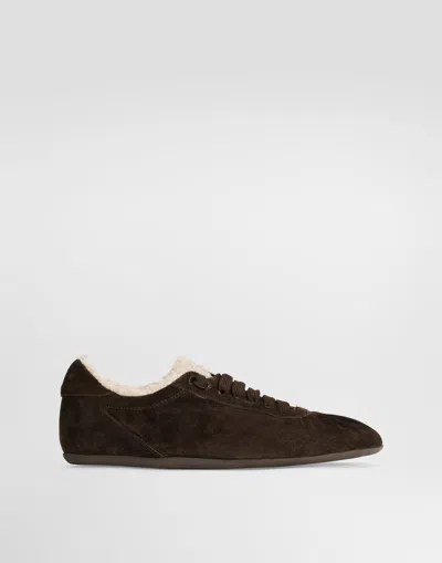 Dolce & Gabbana Ballet Suede Sneakers In Brown