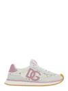 Dolce & Gabbana White Low Top With Lace Details And Dg Patch On The Side In Fabric And Suede Blend Woman In Multi