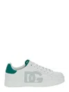 Dolce & Gabbana White And Black Leather Sneakers In White