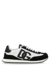 Dolce & Gabbana 'aria' White And Black Running Sneakers With Logo Detail In Suede And Tech Fabric Ma In Black