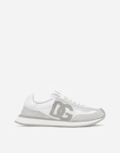DOLCE & GABBANA MIXED-MATERIAL DG CUSHION SNEAKERS