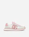 Dolce & Gabbana Canvas And Suede Sneakers In Bianco/rosa