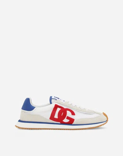 DOLCE & GABBANA MIXED-MATERIAL DG CUSHION SNEAKERS
