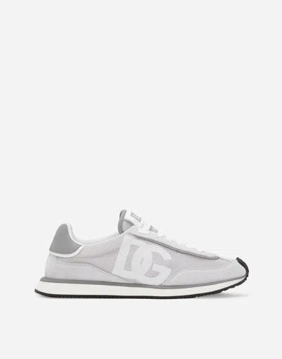 DOLCE & GABBANA MIXED-MATERIAL DG CUSHION SNEAKERS