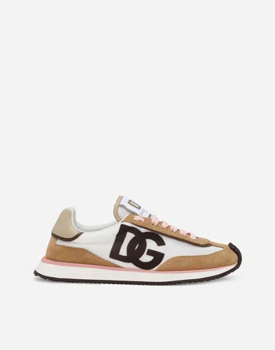 DOLCE & GABBANA MIXED-MATERIAL DG CUSHION SNEAKERS