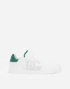 Dolce & Gabbana White And Black Leather Sneakers In White