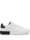 Dolce & Gabbana White Leather Portofino Sneakers In White