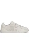 Dolce & Gabbana Portofino Calfskin Sneakers Dg Logo In Grey