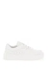 Dolce & Gabbana Leather Sneakers With Perforated Logo Detail In White