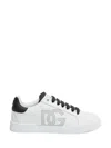 Dolce & Gabbana Portofino Light White Sneakers With Perforated Logo On The Side And Logo Patch On The Tongue In Leat In Red