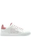 Dolce & Gabbana Portofino Low-top Leather Sneakers With Lateral Monogram In Pink