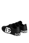 Dolce & Gabbana Portofino Sneakers In Black Calf Leather With White Logo