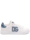Dolce & Gabbana White Low-top Sneakers With Logo And Blue Tongue In White