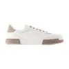 Dolce & Gabbana Portofino Yatch Sneakers In Calfskin Color White And Dove Grey