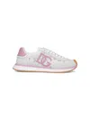 Dolce & Gabbana White Low Top With Lace Details And Dg Patch On The Side In Fabric And Suede Blend Woman In Multi