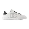 Dolce & Gabbana White And Black Leather Sneakers In White
